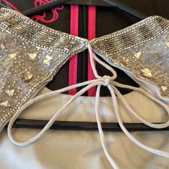 Sherri Hill Silver grey beaded long sleeve homecoming prom mini dress - Picture 9 of 11